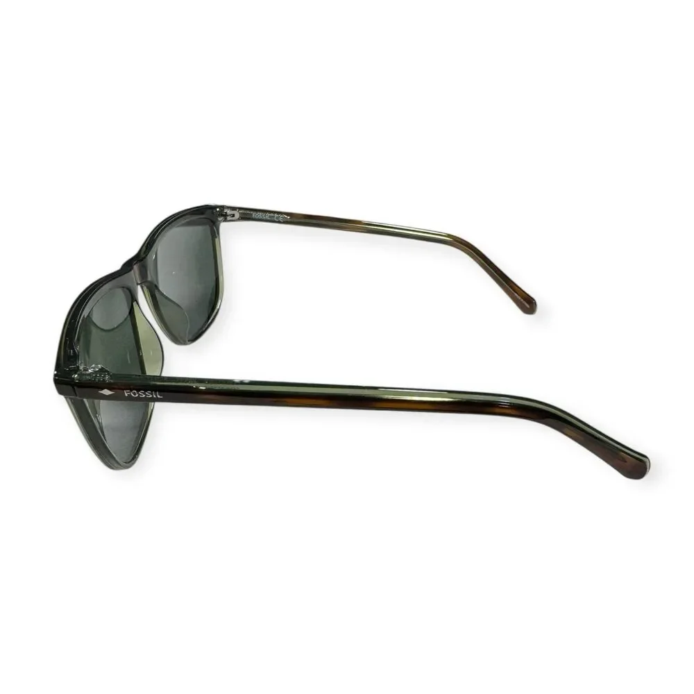 Fossil Havana Green Rectangle Sunglasses FOS3135 145mm Dark Green Lenses w/ Case